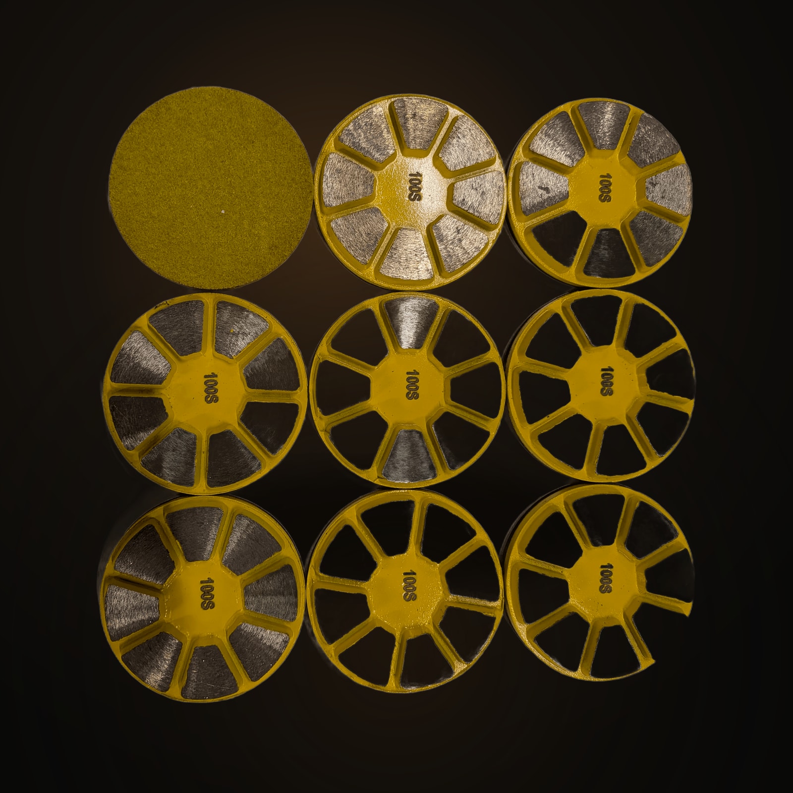 Gelbe Diamant-Schleifpads Körnung 100